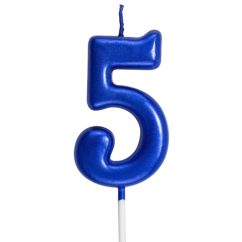 XNOVA Blue Birthday Candles 5 Candle 5th Five Years Cake Bady Roman Numberal Cool Number Candle No 50 51 52 53 54 55 56 57 58 59 - Image 1